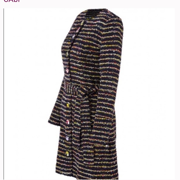 NWOT CAbi #5660 SZ 8 Headline Topper Button-Down Coat in Multi Stripe - Picture 3 of 10
